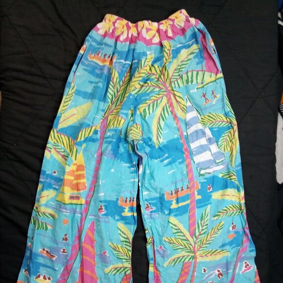 Vintage Ken Done Art To Wear Hawaiian Shirt & Pants Set - Picture 8 of 9